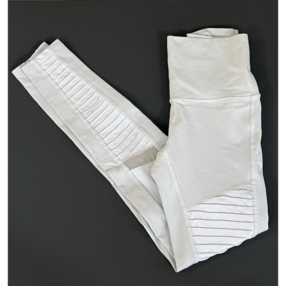 Alo White Moto Mesh Leggings Size XS Yoga Athletic Workout High Waist